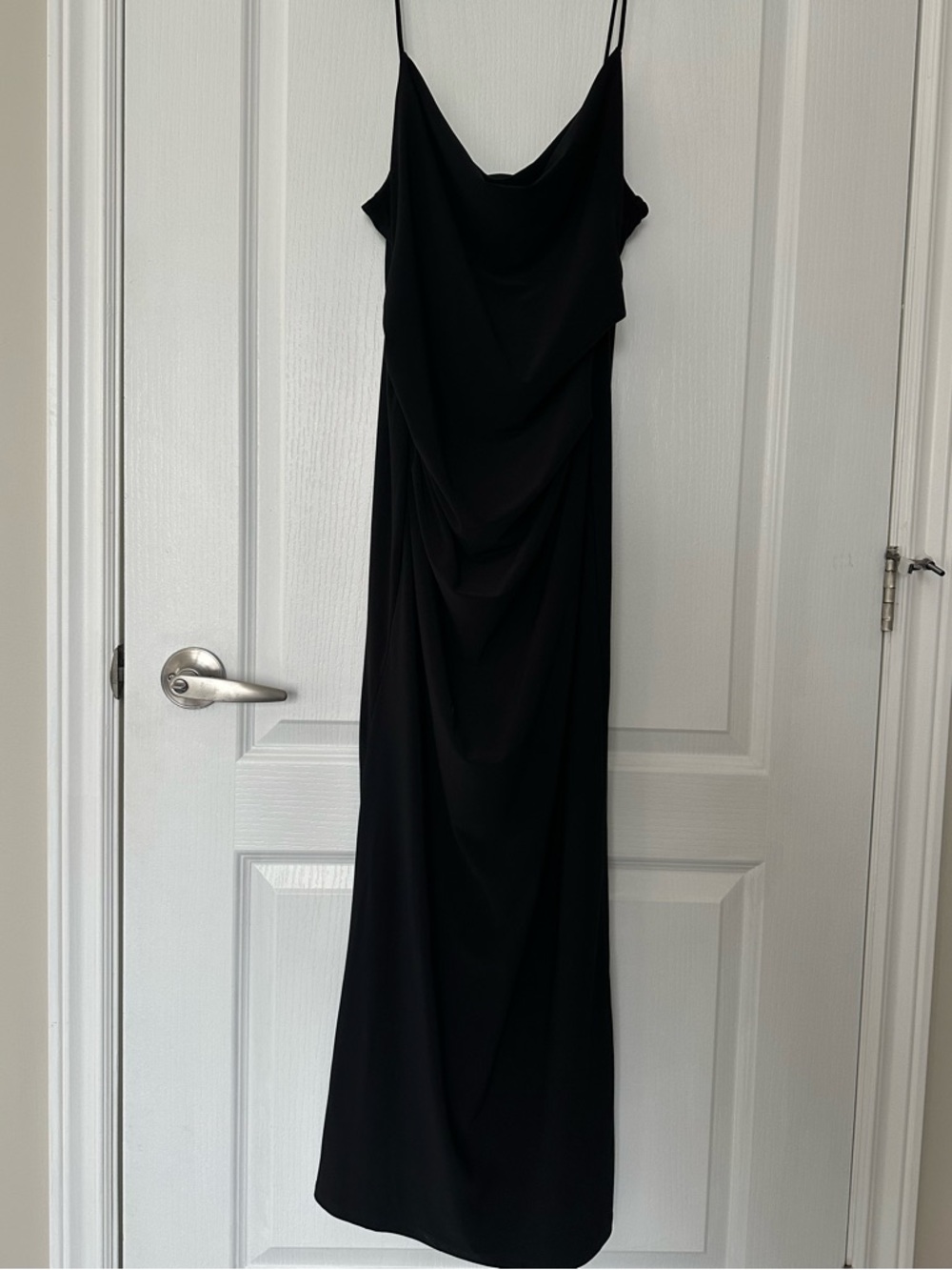 Zara Black Draped Maxi Slip Dress